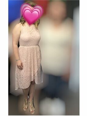 As U Wish Lace High-Low Dress in Light Pink